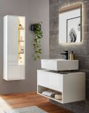 Badm�bel Set 2-teilig Glide in wei� Hochglanz und Eiche mit LED Beleuchtung 80 x 190 cm