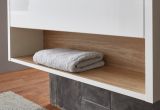 Badm�bel Set 4-teilig Glide in wei� Hochglanz und Eiche mit LED Beleuchtung 160 x 190 cm