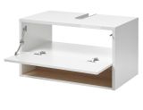 Badm�bel Set 4-teilig Glide in wei� Hochglanz und Eiche mit LED Beleuchtung 160 x 190 cm