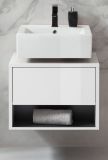 Waschbeckenunterschrank Glide in wei� Hochglanz und grau 60 cm