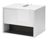 Waschbeckenunterschrank Glide in wei� Hochglanz und grau 60 cm