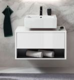 Waschbeckenunterschrank Glide in wei� Hochglanz und grau 80 cm