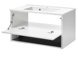Waschbeckenunterschrank MIT Waschbecken Glide in wei� Hochglanz und grau 80 cm