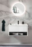 Waschbeckenunterschrank MIT Waschbecken Glide in wei� Hochglanz und grau 80 cm