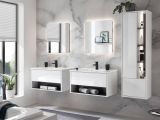 Waschbeckenunterschrank MIT Waschbecken Glide in wei� Hochglanz und grau 80 cm