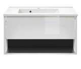 Waschbeckenunterschrank MIT Waschbecken Glide in wei� Hochglanz und grau 80 cm