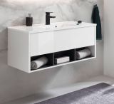 Waschbeckenunterschrank MIT Waschbecken Glide in wei� Hochglanz und grau 100 cm