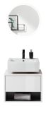Badm�bel Set 2-teilig Glide in wei� Hochglanz und grau mit LED Beleuchtung 60 x 190 cm