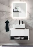 Badm�bel Set 2-teilig Glide in wei� Hochglanz und grau mit LED Beleuchtung 80 x 190 cm