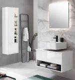 Badm�bel Set 2-teilig Glide in wei� Hochglanz und grau mit LED Beleuchtung 80 x 190 cm