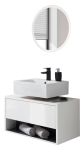 Badm�bel Set 2-teilig Glide in wei� Hochglanz und grau mit LED Beleuchtung 80 x 190 cm