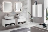 Badm�bel Set 6-teilig Glide in wei� Hochglanz und grau mit LED Beleuchtung 250 x 190 cm