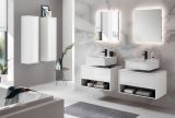 Badm�bel Set 6-teilig Glide in wei� Hochglanz und grau mit LED Beleuchtung 250 x 190 cm