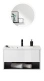 Badm�bel Set Glide in wei� Hochglanz und grau mit Waschbecken und LED Beleuchtung 80 x 190 cm