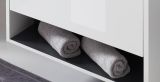 Badm�bel Set Glide in wei� Hochglanz und grau mit Waschbecken und LED Beleuchtung 120 x 190 cm