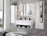 Badm�bel Set Glide in wei� Hochglanz und grau mit Waschbecken und LED Beleuchtung 100 x 190 cm