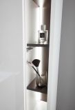 Badm�bel Set Glide in wei� Hochglanz und grau mit Waschbecken und LED Beleuchtung 155 x 190 cm