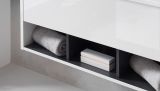 Badm�bel Set Glide in wei� Hochglanz und grau mit Waschbecken und LED Beleuchtung 195 x 190 cm