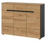 Schuhkommode Cooper in Artisan Eiche und grau Flurkommode 120 x 94 cm, Soft-Close