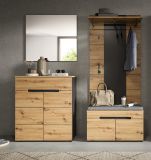 Garderobe Set 4-teilig Cooper in Artisan Eiche und grau 175 cm, Soft-Close