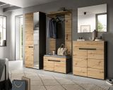 Garderobe Set 3-teilig Cooper in Artisan Eiche und grau 175 cm, Soft-Close