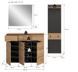 Garderobe Set 3-teilig Cooper in Artisan Eiche und Grau 180 cm, Soft-Close