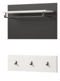 Garderobenpaneel Cooper Wei� und Grau, Set 2-teilig mit Hakenleiste 80 cm
