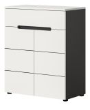 Schuhkommode Cooper in Wei� und Basalt Grau, Flurkommode 80 x 94 cm mit Soft-Close