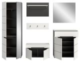 Garderobe Set 6-teilig Cooper Wei� und Basalt Grau 255 x 190 cm, Soft-Close