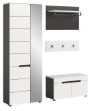 Garderobe Set 4-teilig Cooper in Wei� und Basalt Grau 160 cm, Soft-Close