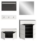 Garderobe Set 5-teilig Cooper Wei� und Basalt Grau 175 cm, Soft-Close