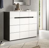Schuhkommode Cooper Wei� und Basalt Grau 120 x 94 cm, Vollauszug und Soft-Close