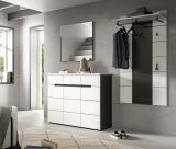 Schuhkommode Cooper Wei� und Basalt Grau 120 x 94 cm, Vollauszug und Soft-Close