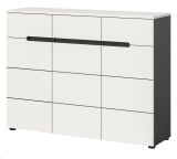 Schuhkommode Cooper Wei� und Basalt Grau 120 x 94 cm, Vollauszug und Soft-Close