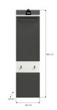 Garderobenpaneel Cooper in Basalt Grau und Wei�, Wandgarderobe 45 x 165 cm