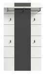 Garderobenpaneel Cooper in Wei� und Basalt Grau, Wandgarderobe 80 x 141 cm