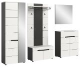 Garderobe Set 5-teilig Cooper in Wei� und Basalt Grau, Komplett-Set 255 cm mit Soft-Close