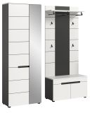 Garderobe Set 3-teilig Cooper in Wei� und Basalt Grau 160 cm, Soft-Close