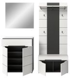 Garderobe Set 4-teilig Cooper in Wei� und Basalt Grau 175 cm, Soft-Close