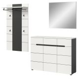 Garderobe Set 3-teilig Cooper in Wei� und Basalt Grau 215 cm, Soft-Close und Vollauszug