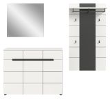 Garderobe Set 3-teilig Cooper in Wei� und Basalt Grau 215 cm, Soft-Close und Vollauszug