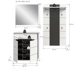 Garderobe Set 3-teilig Cooper in wei� und grau 175 cm, Soft-Close