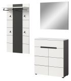 Garderobe Set 3-teilig Cooper in wei� und grau 175 cm, Soft-Close
