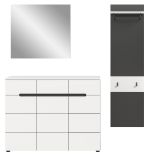 Garderobe Set 3-teilig Cooper in wei� und grau 180 cm, Soft-Close