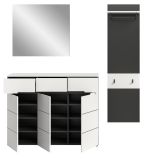 Garderobe Set 3-teilig Cooper in wei� und grau 180 cm, Soft-Close
