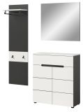 Garderobe Set 3-teilig Cooper in wei� und grau 140 cm, Soft-Close