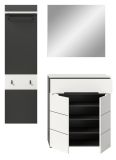 Garderobe Set 3-teilig Cooper in wei� und grau 140 cm, Soft-Close