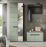 Garderobe Set 4-teilig Cooper in Salbei Gr�n und Basalt Grau 160 cm, Soft-Close