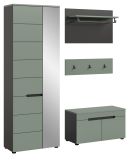 Garderobe Set 4-teilig Cooper in Salbei Gr�n und Basalt Grau 160 cm, Soft-Close