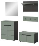 Garderobe Set 5-teilig Cooper in Salbei Gr�n und Basalt Grau 175 cm, Soft-Close